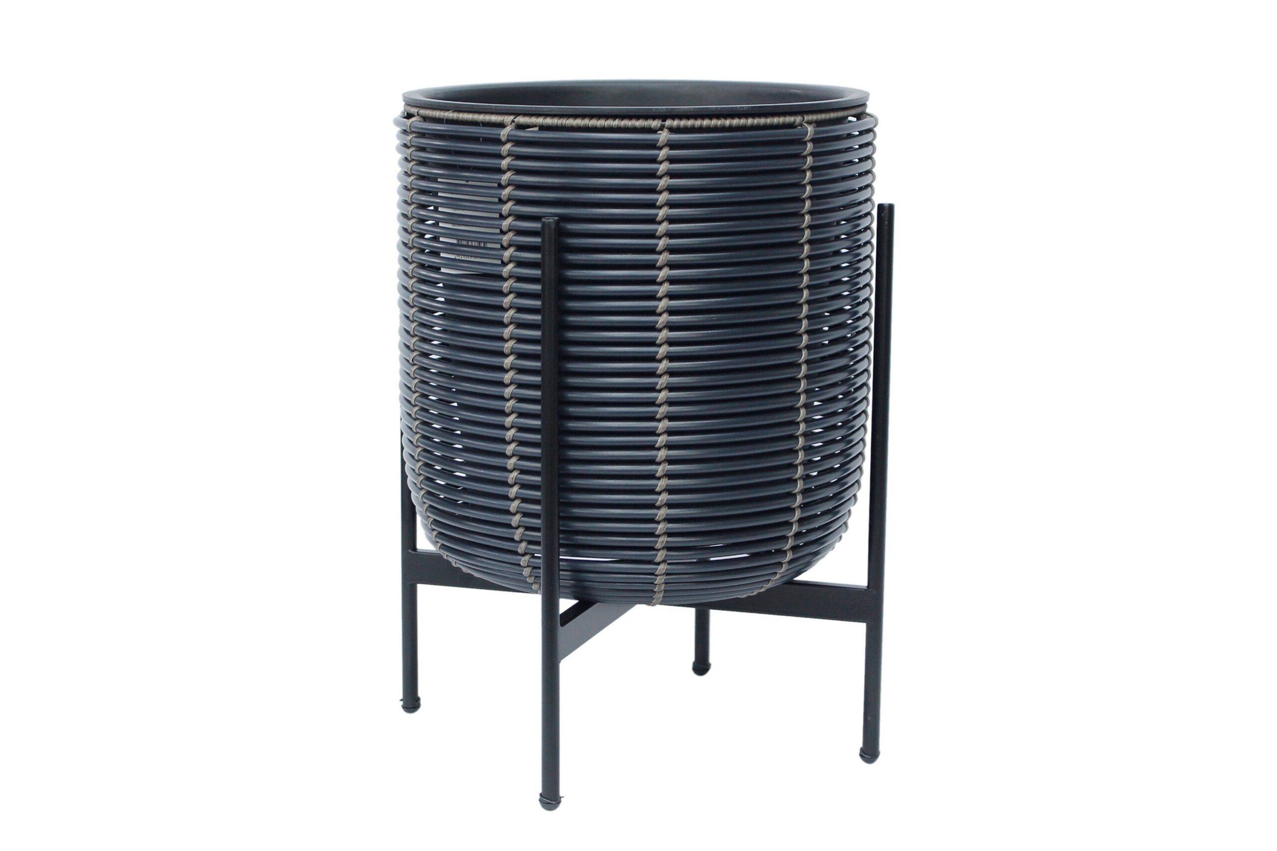Kukkaruukku Wicker Telineellä 38x38xH49 cm Musta -
