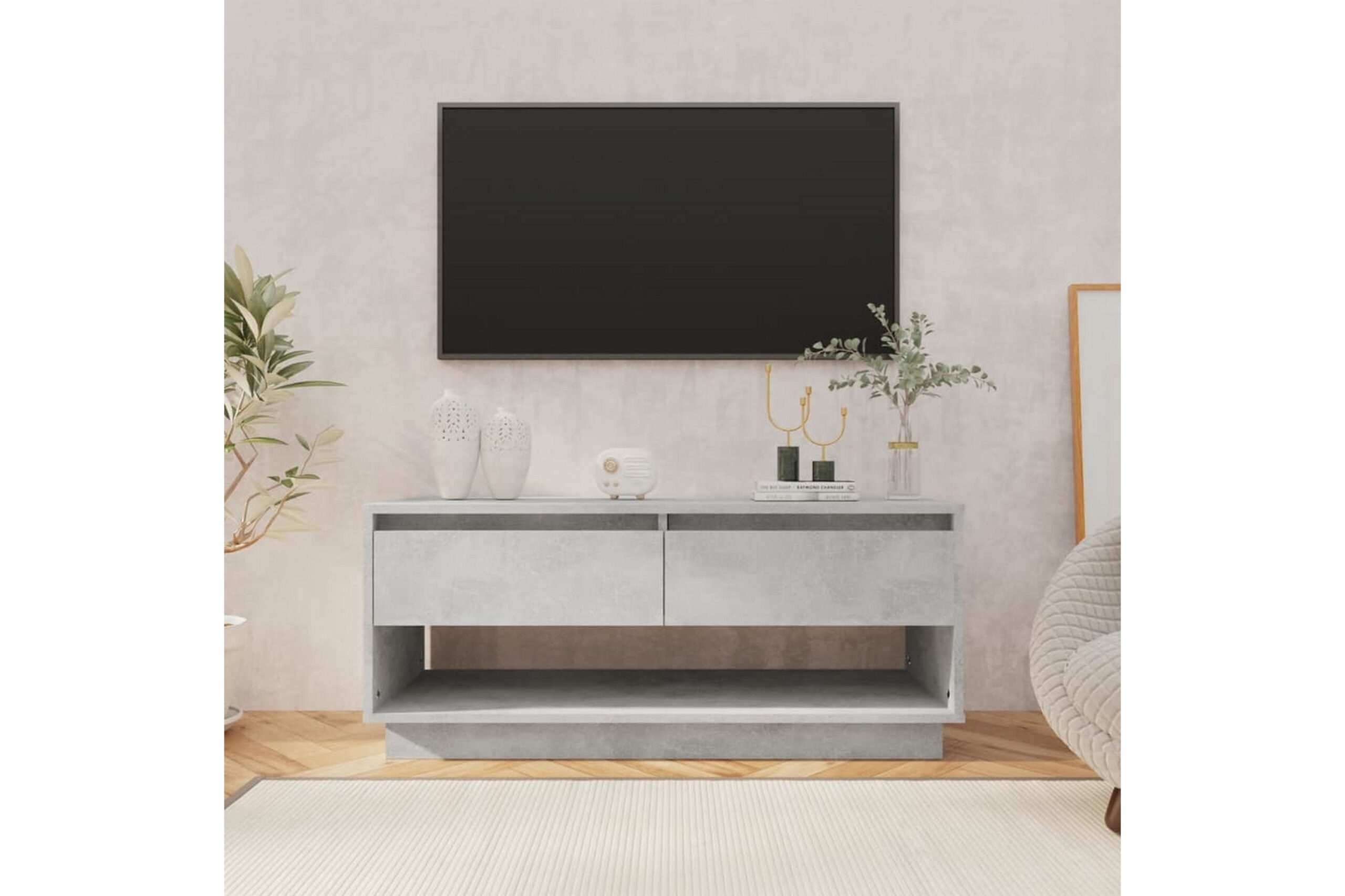 TV-taso harmaa 102x41x44 cm lastulevy - Harmaa