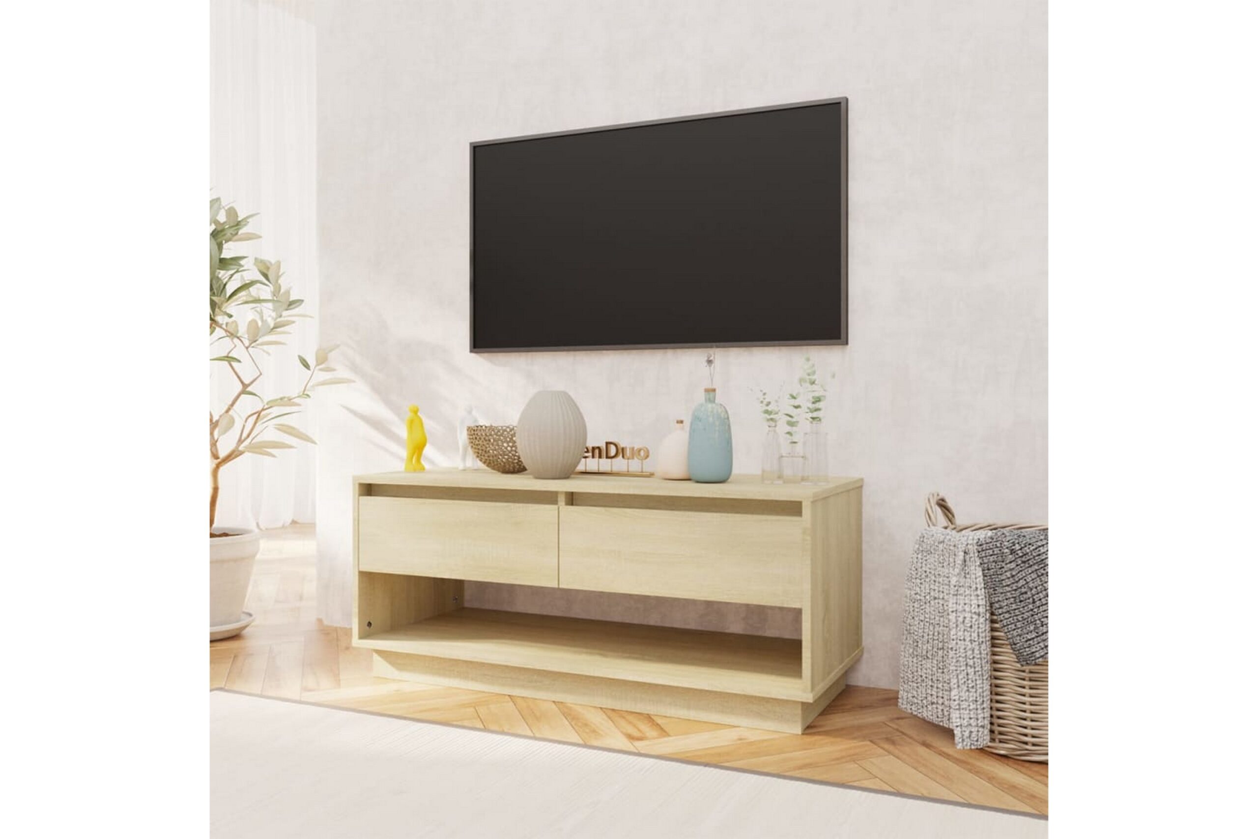 TV-taso Sonoma-tammi 102x41x44 cm lastulevy - Beige