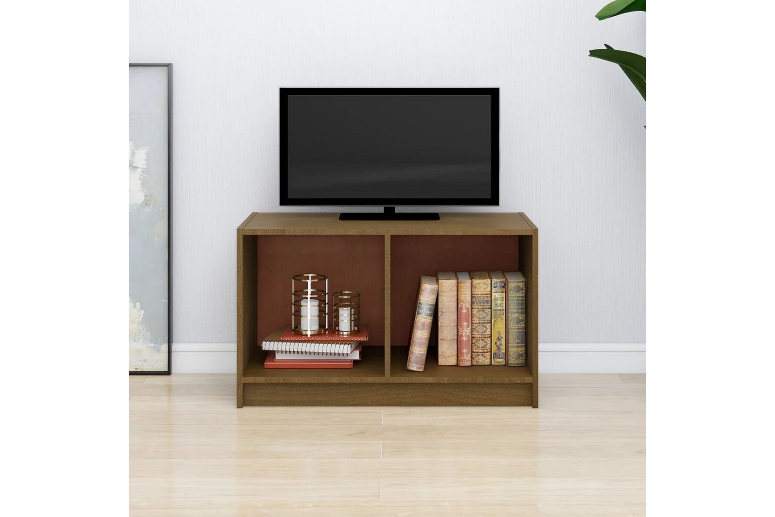TV-taso hunajanruskea 70x33x42 cm täysi mänty - Ruskea