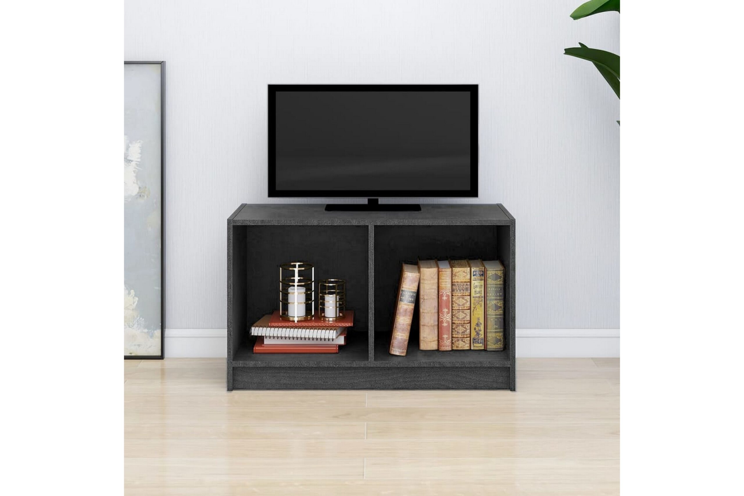 TV-taso harmaa 70x33x42 cm täysi mänty - Harmaa