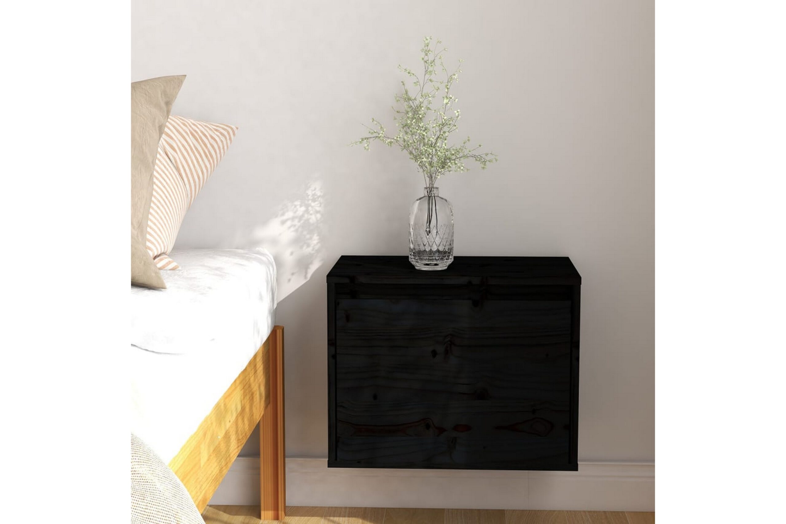 Seinäkaappi musta 45x30x35 cm täysi mänty - Musta