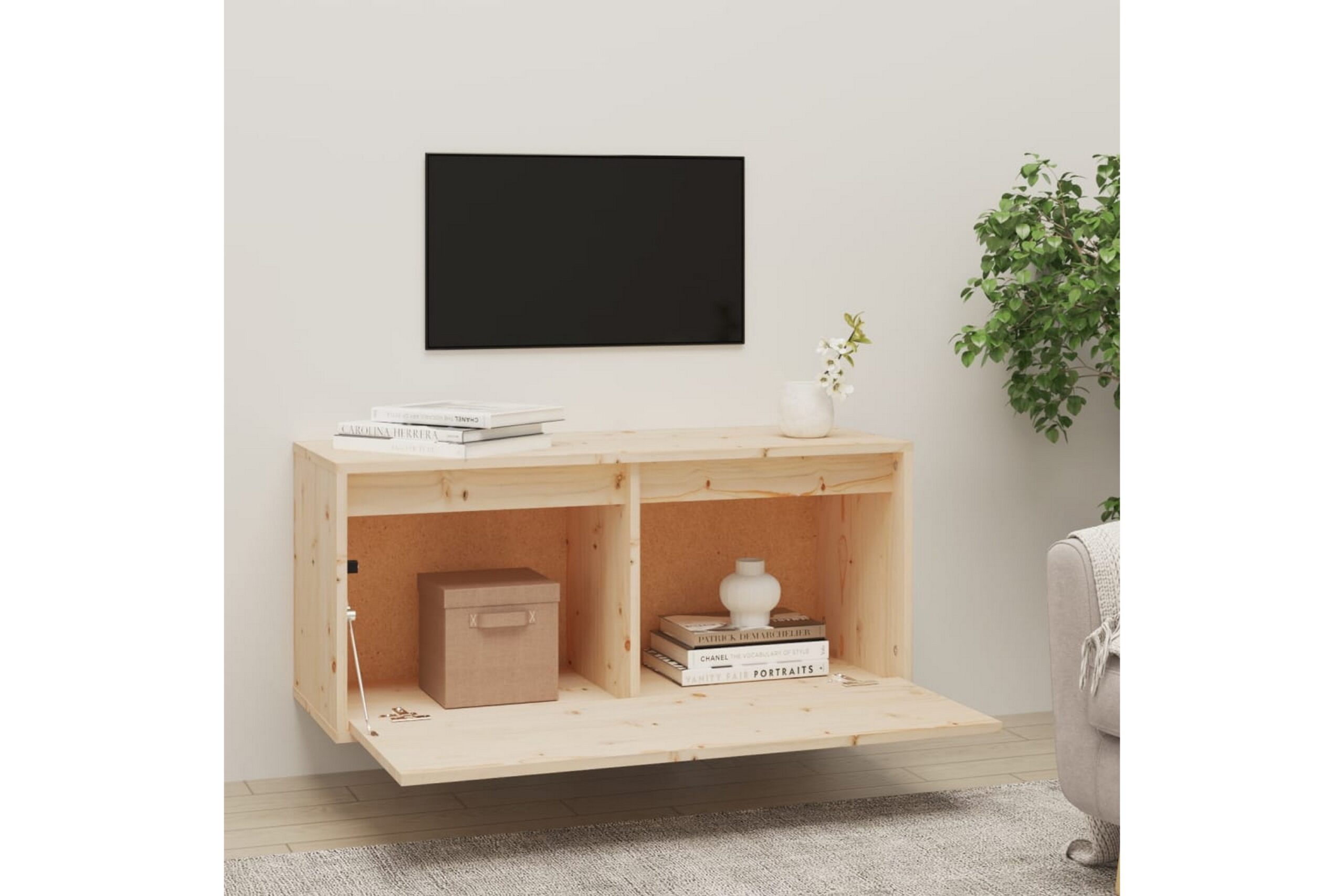 Seinäkaappi 80x30x35 cm täysi mänty - Ruskea