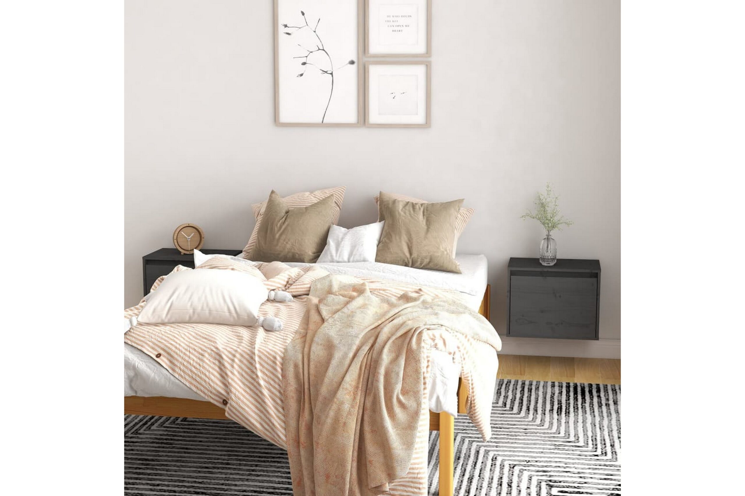 Seinäkaapit 2 kpl harmaa 45x30x35 cm täysi mänty - Harmaa