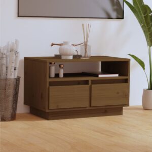 TV-taso hunajanruskea 60x35x37 cm täysi mänty - Ruskea