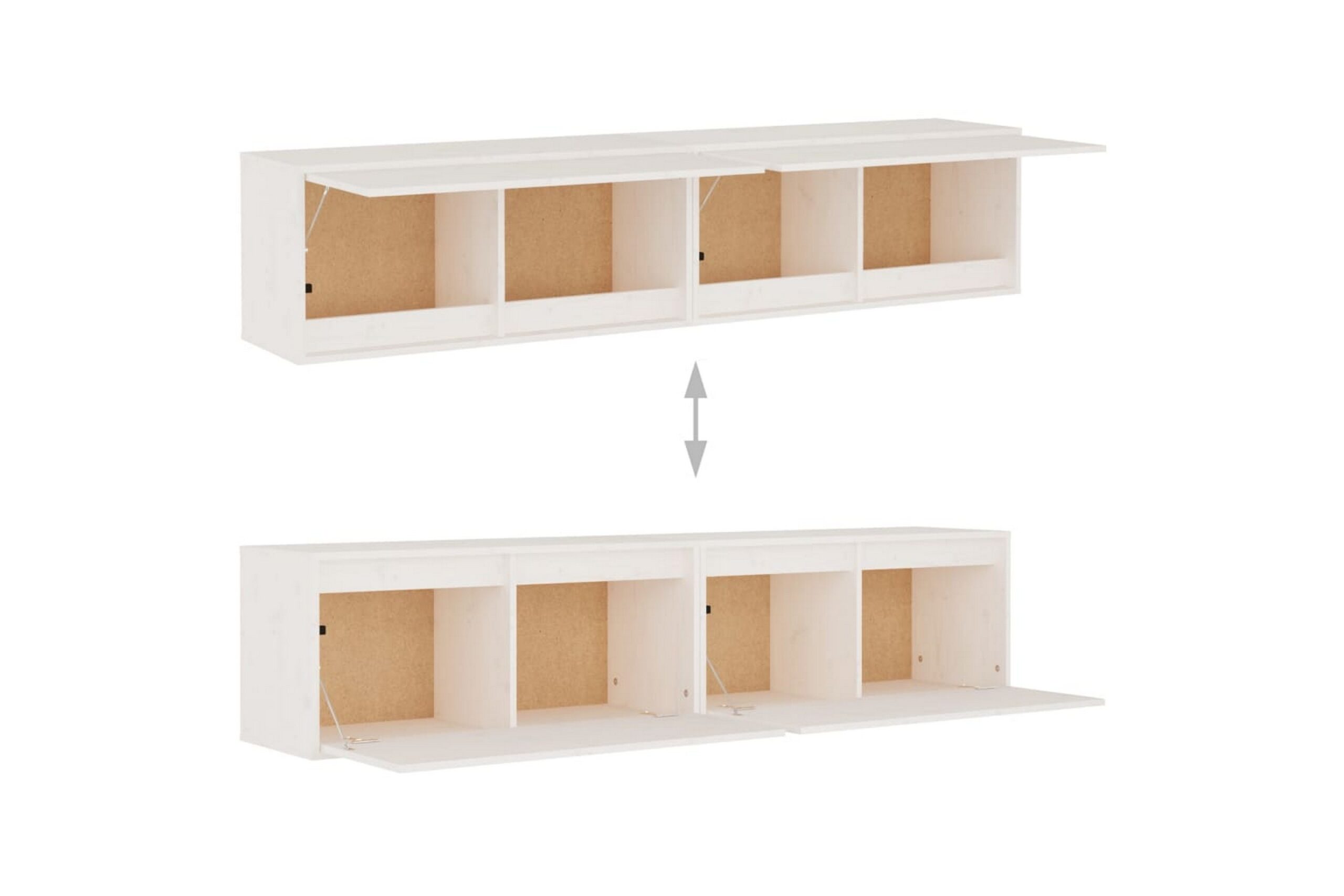 Seinäkaapit 2 kpl valkoinen 80x30x35 cm täysi mänty - Valkoinen
