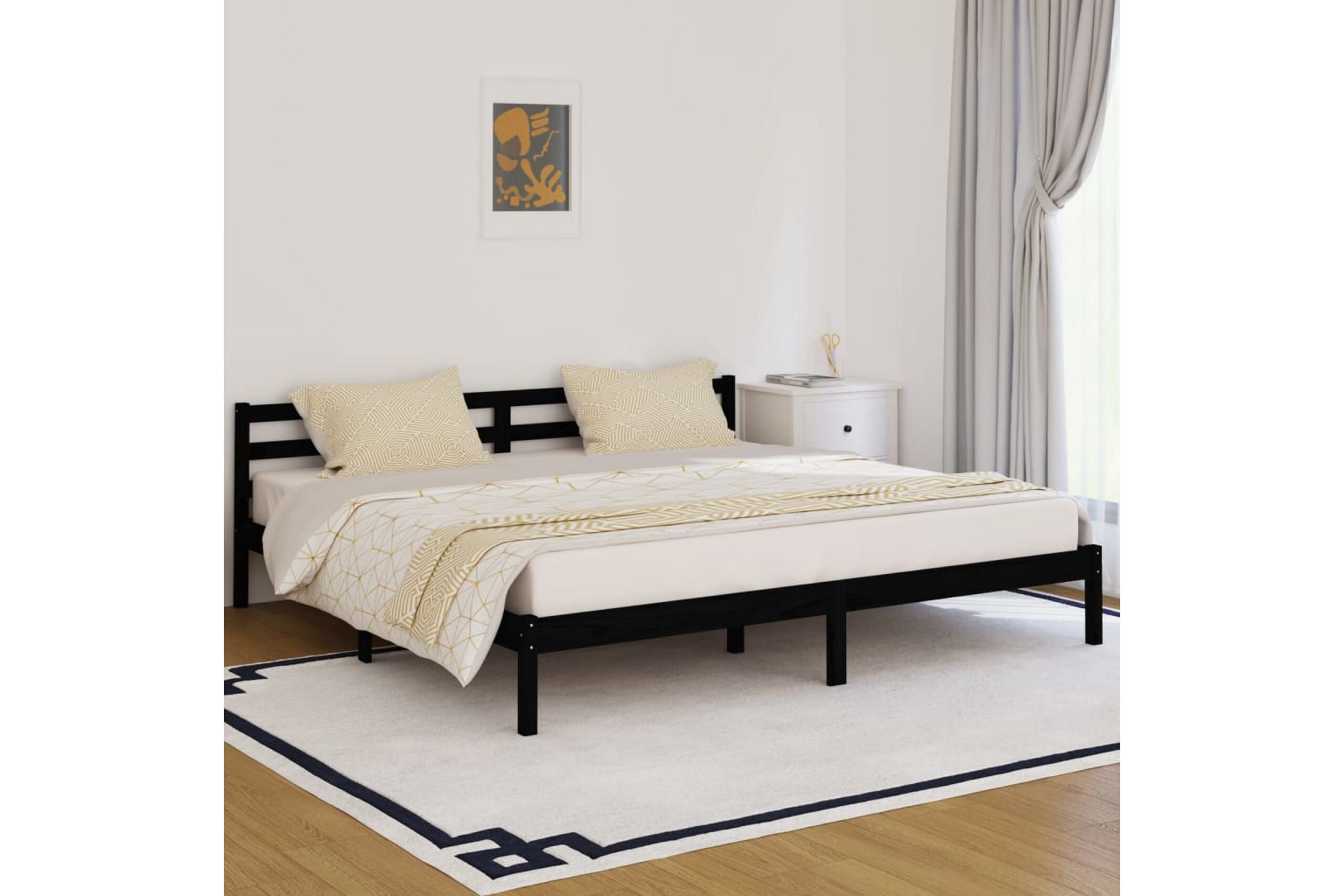 Päivävuode täysi mänty 200x200 cm musta - Musta
