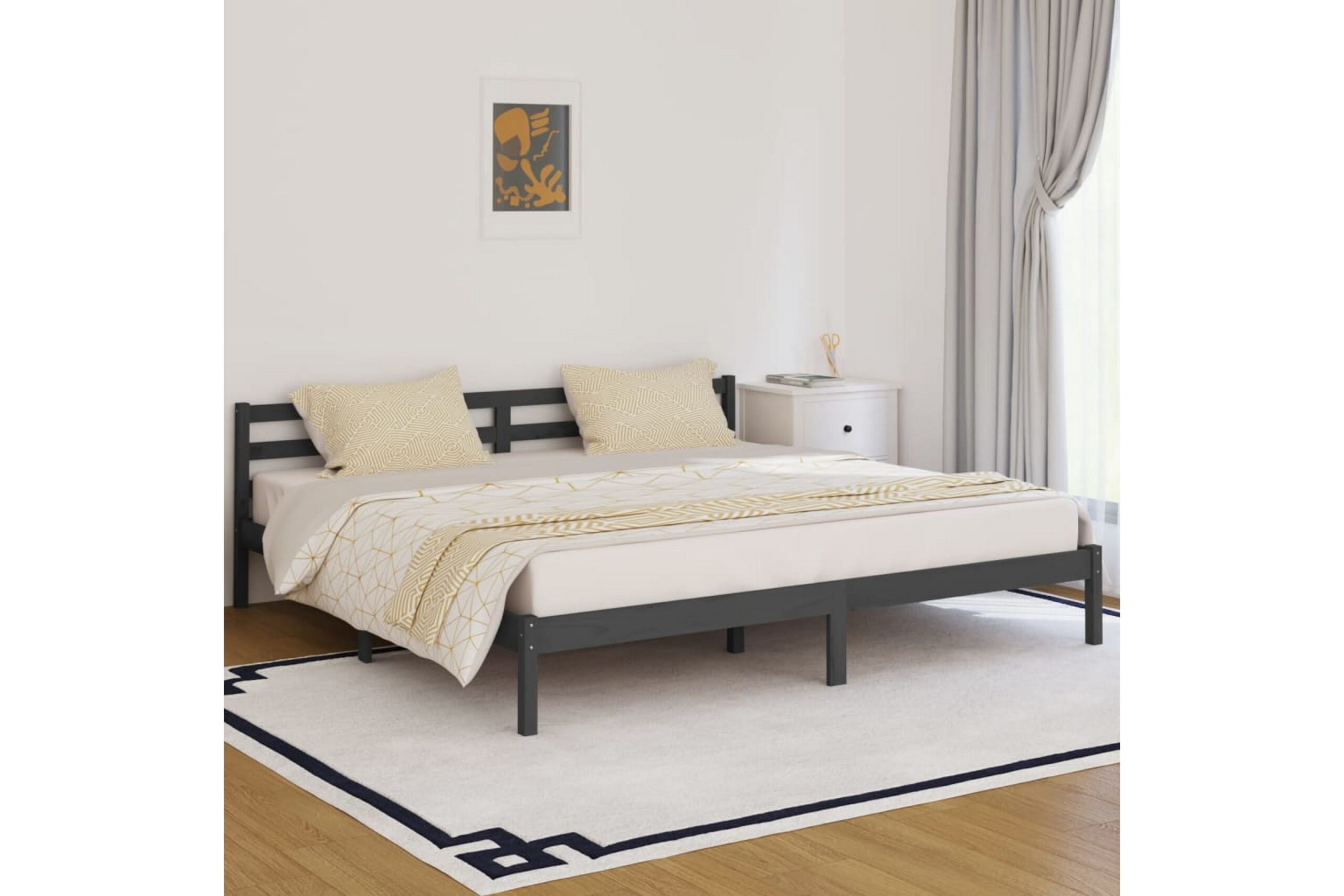 Päivävuode täysi mänty 200x200 cm harmaa - Harmaa