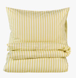 Classic stripe pussilakanasetti puuvillaa vaaleankeltainen