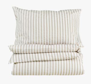 Classic stripe pussilakanasetti puuvillaa beige