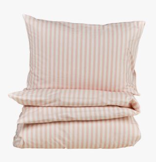 Classic stripe pussilakanasetti puuvillaa roosa