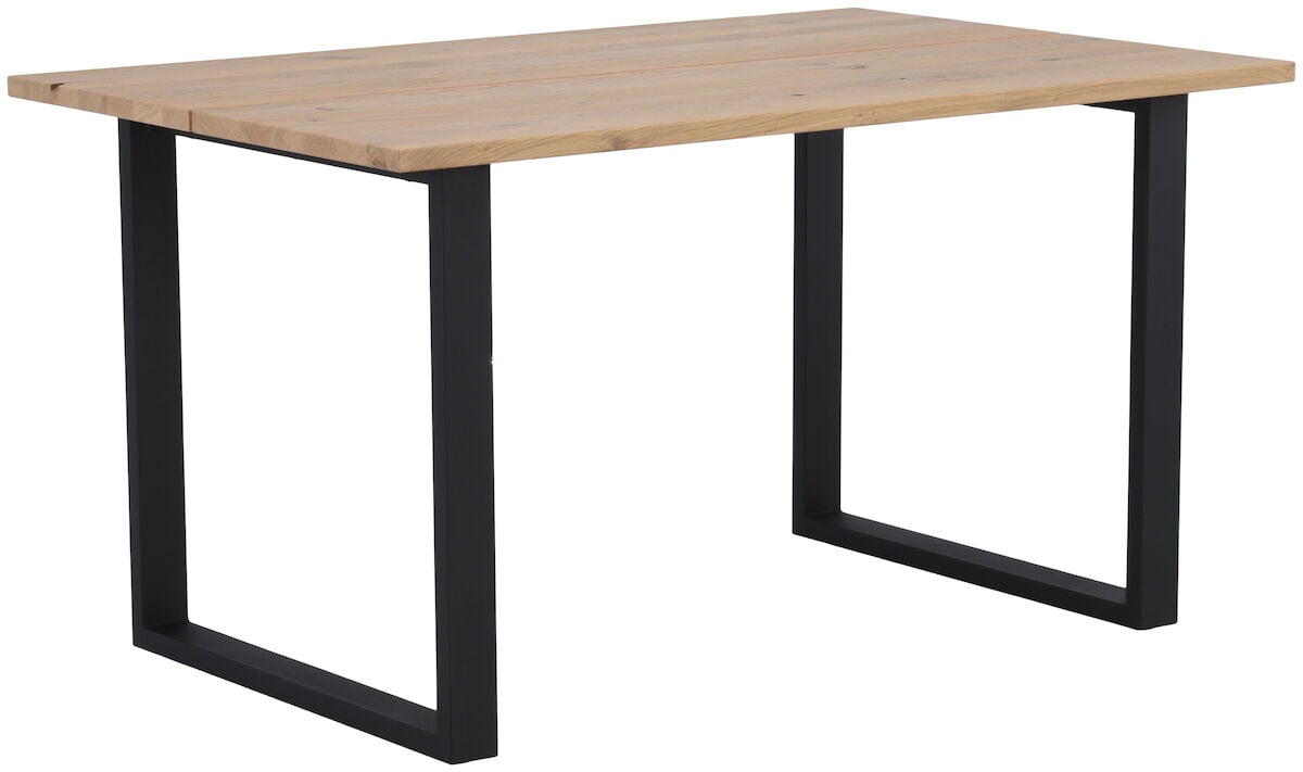 Rustiikki lankkupöytä 140x90 cm lakattu tammi/musta metallijalka