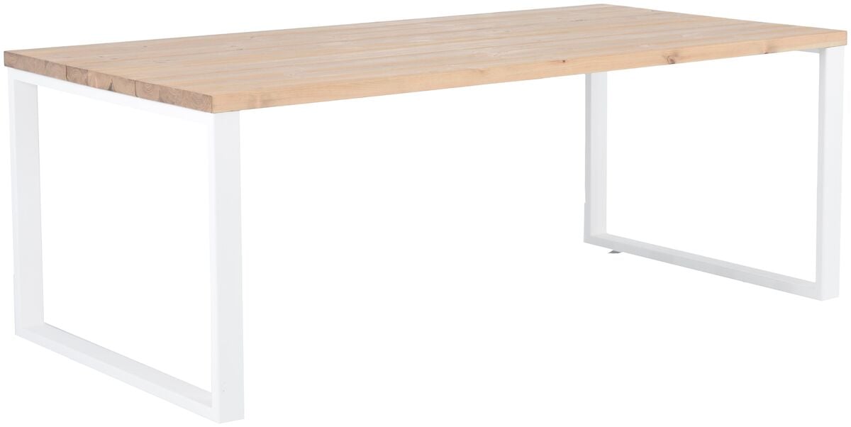 Ruska ruokapöytä 200x100 cm antiikkipetsattu harjattu ja lakattu mänty/valkoinen