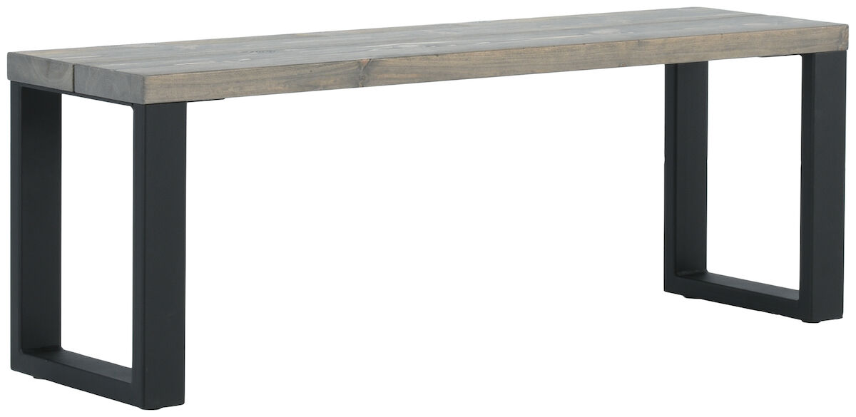 Ruska terassipenkki 35x126 cm harjattu ja lakattu mänty savunharmaa/musta metall