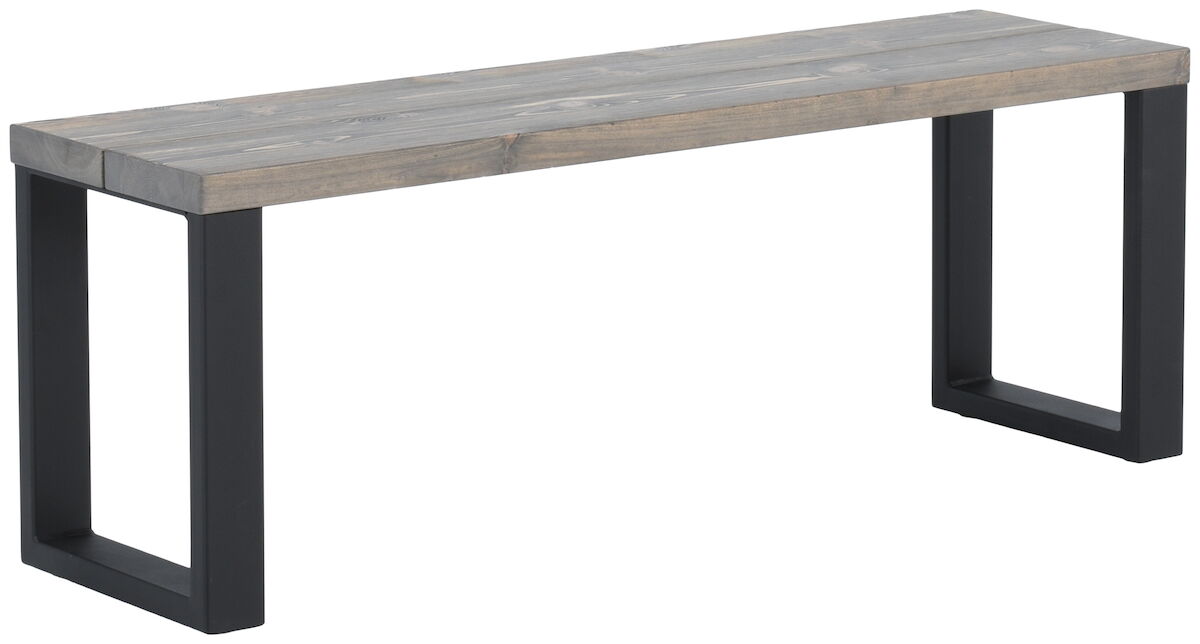 Ruska penkki 35x126 cm harjattu ja lakattu mänty savunharmaa/musta metalli