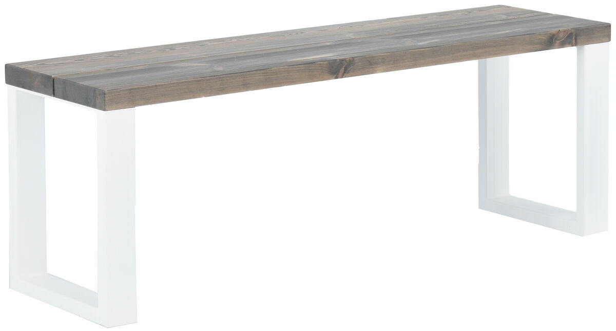 Ruska terassipenkki 35x126 cm harjattu ja lakattu mänty savunharmaa/valkoinen