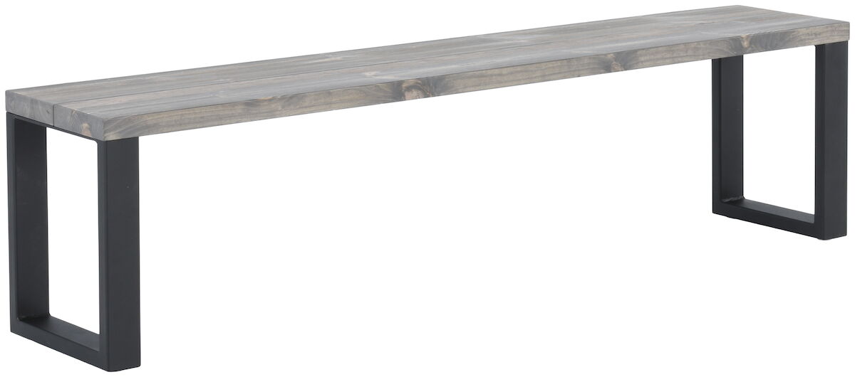 Ruska terassipenkki 35x176 cm harjattu ja lakattu mänty savunharmaa/musta metall