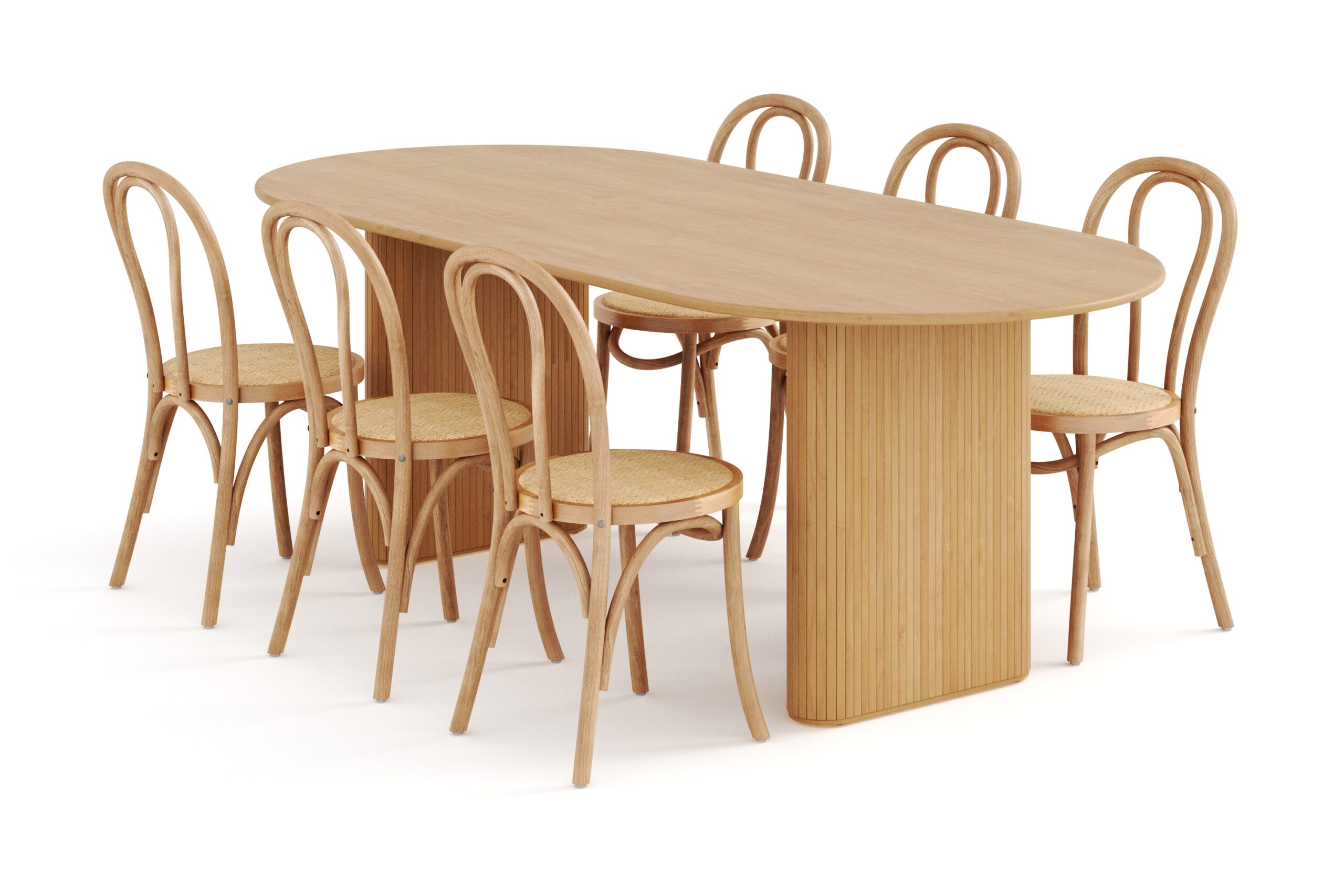 Ruokailuryhmä Neandir 220 cm Soikea 6 Hembrug tuolia - Ruskea/Tammi