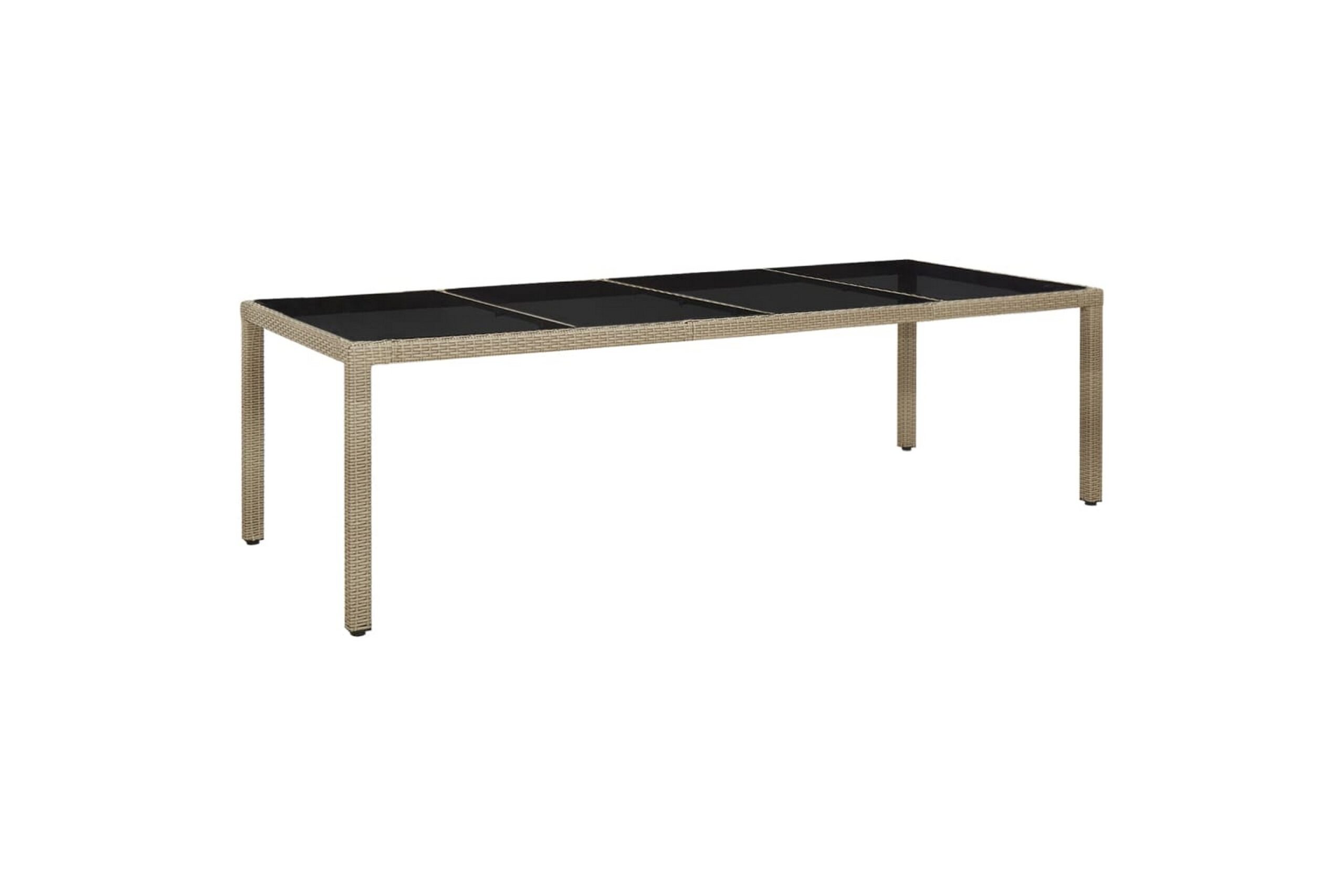 Puutarhapöytä 250x100x75 cm karkaistu lasi ja PE-rottinki be - Beige