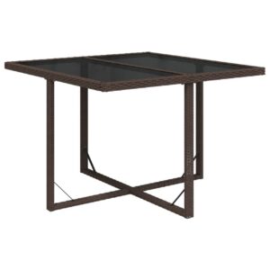 Puutarhapöytä ruskea 109x107x74 cm polyrottinki ja lasi - Ruskea