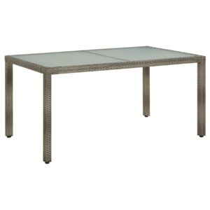 Puutarhapöytä 150x90x75cm karkaistu lasi ja polyrottinki har - Harmaa