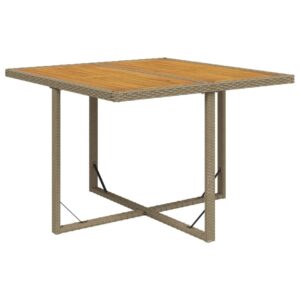 Puutarhapöytä beige 109x107x74 cm polyrottinki ja täyspuu - Beige