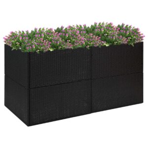 Kukkalaatikko musta 157x80x80 cm polyrottinki - Musta