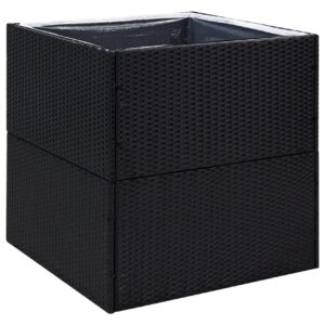 Kukkalaatikko musta 80x80x80 cm polyrottinki - Musta