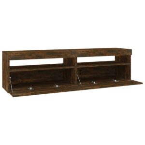 TV-taso LED-valoilla 2 kpl savutammi 75x35x40 cm - Ruskea