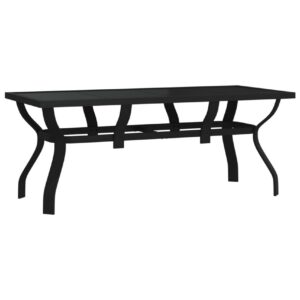 Puutarhapöytä musta 180x80x70 cm teräs ja lasi - Musta