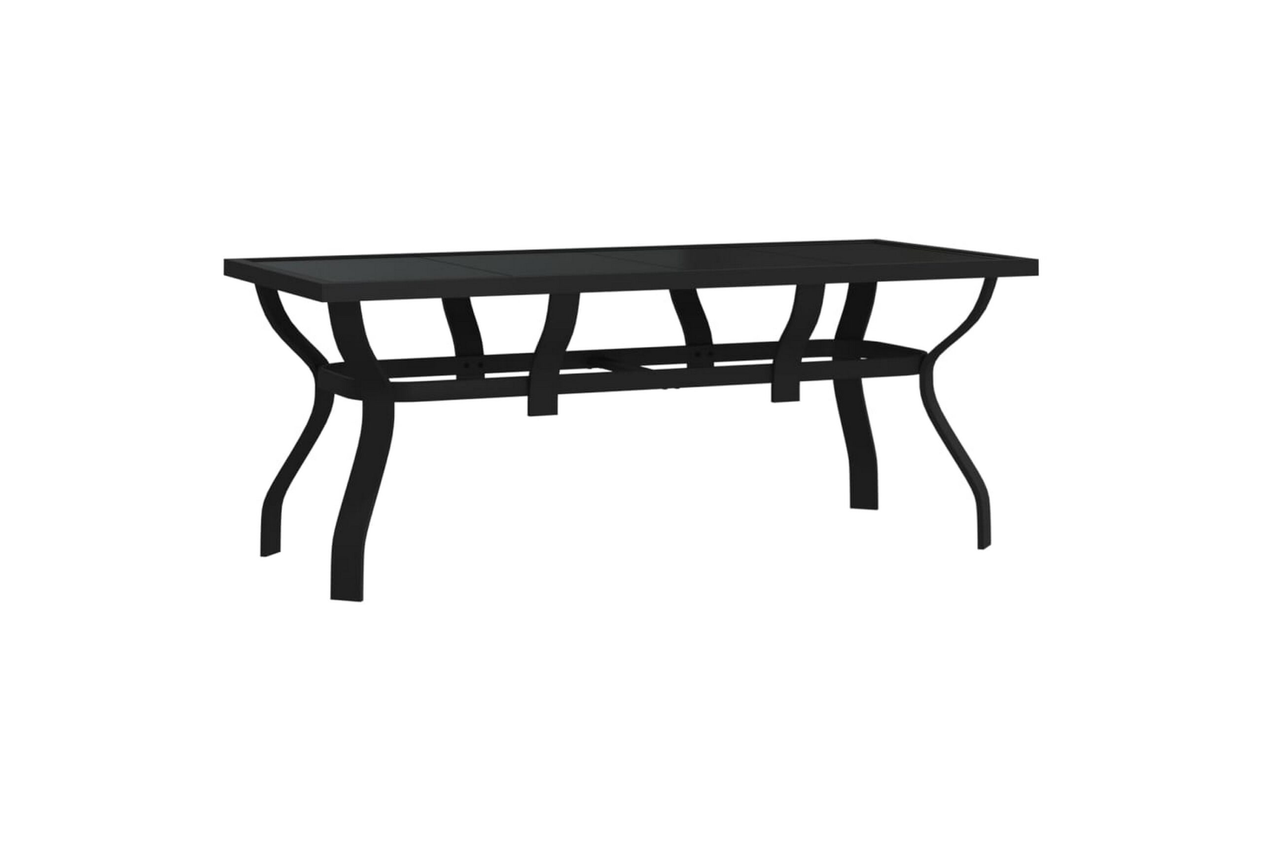 Puutarhapöytä musta 180x80x70 cm teräs ja lasi - Musta