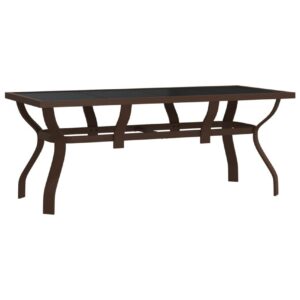 Puutarhapöytä ruskea ja musta 180x80x70 cm teräs ja lasi - Ruskea