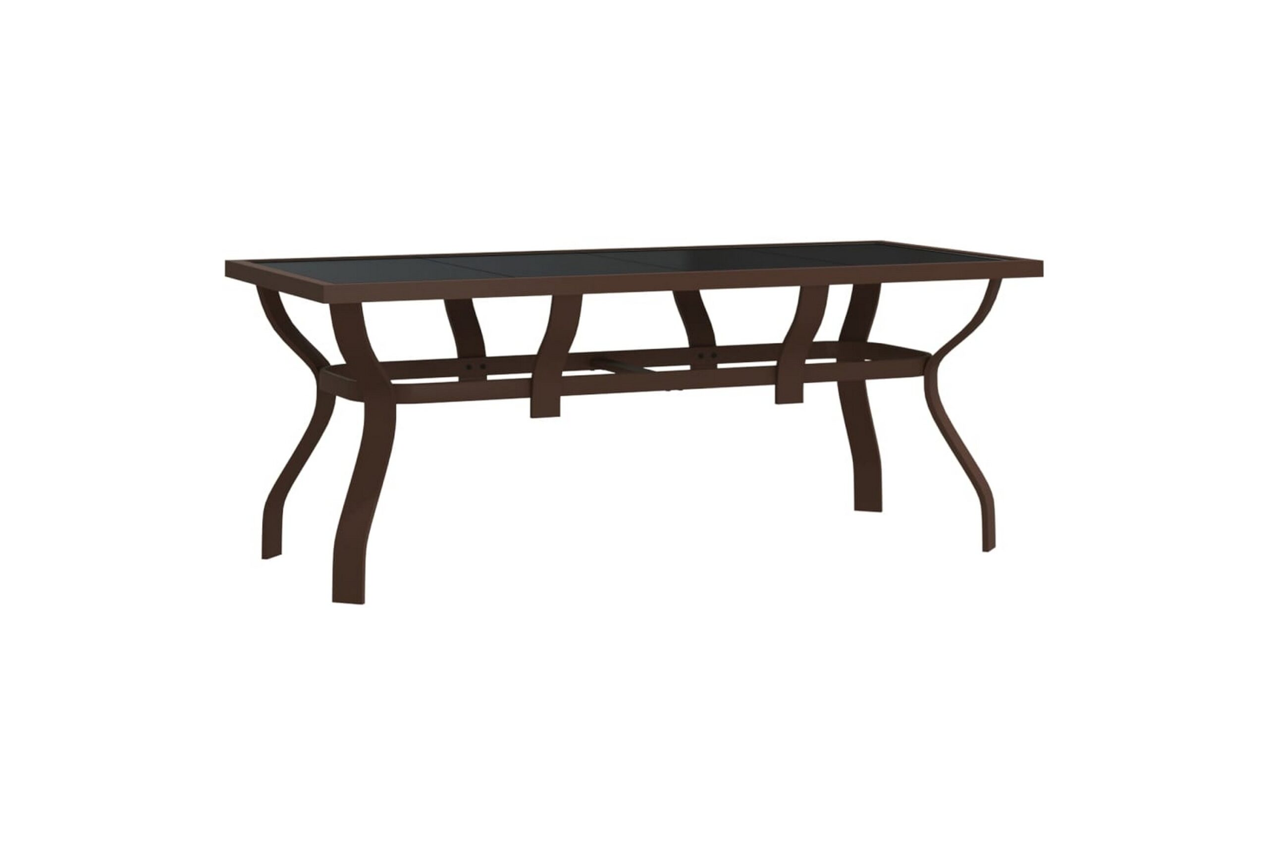 Puutarhapöytä ruskea ja musta 180x80x70 cm teräs ja lasi - Ruskea