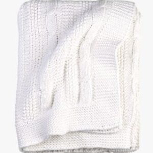 Cable knit torkkupeitto valkoinen