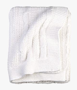 Cable knit torkkupeitto valkoinen