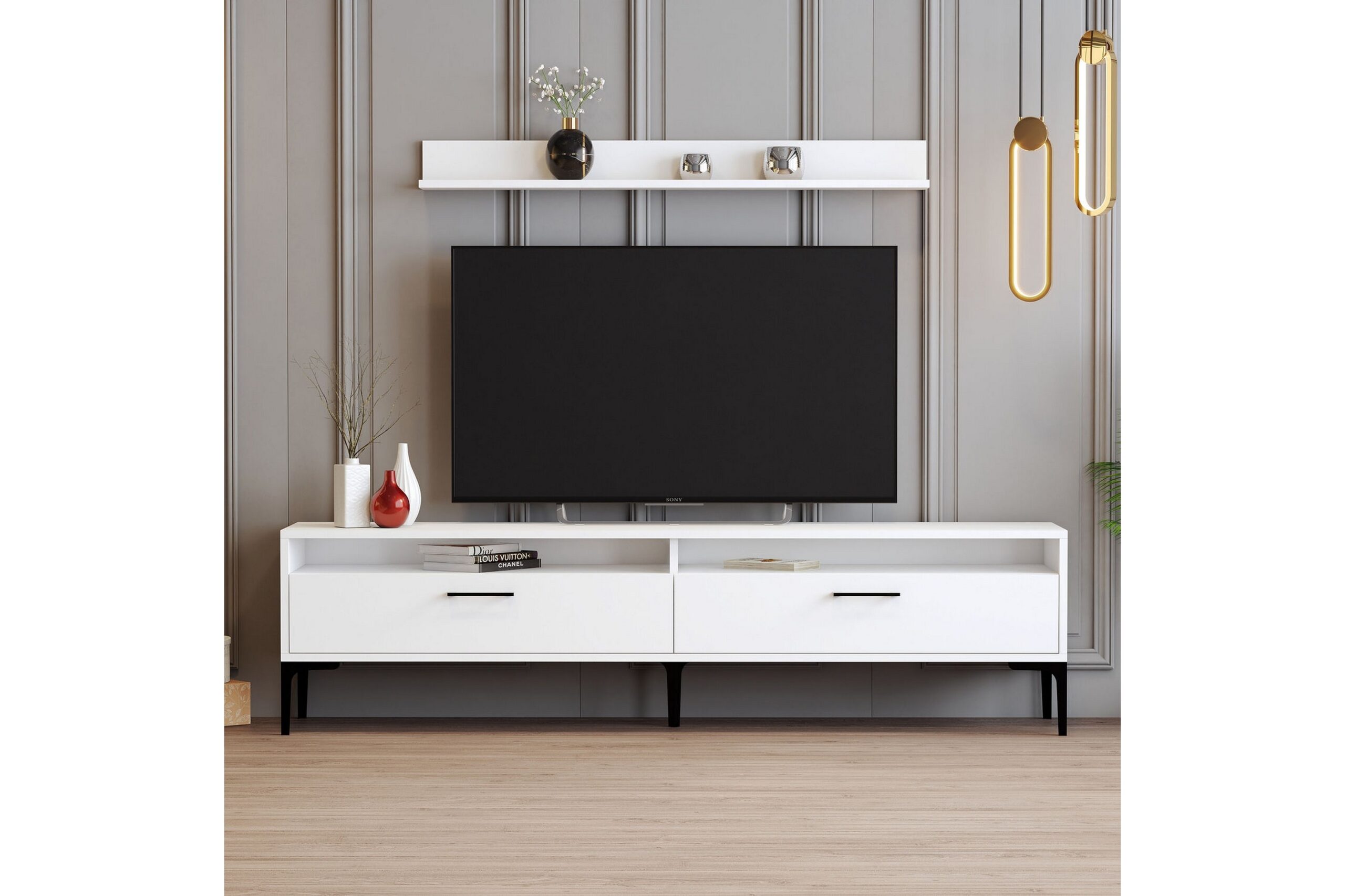 TV-kalustesetti Zakkum 180x47 cm - Valkoinen