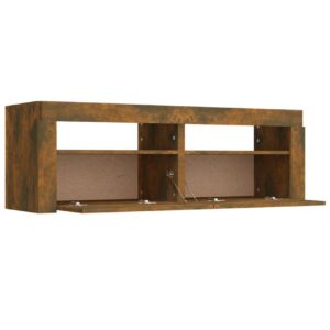 TV-taso LED-valoilla savutammi 120x35x40 cm - Ruskea