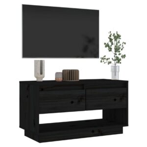 TV-taso musta 74x34x40 cm täysi mänty - Musta