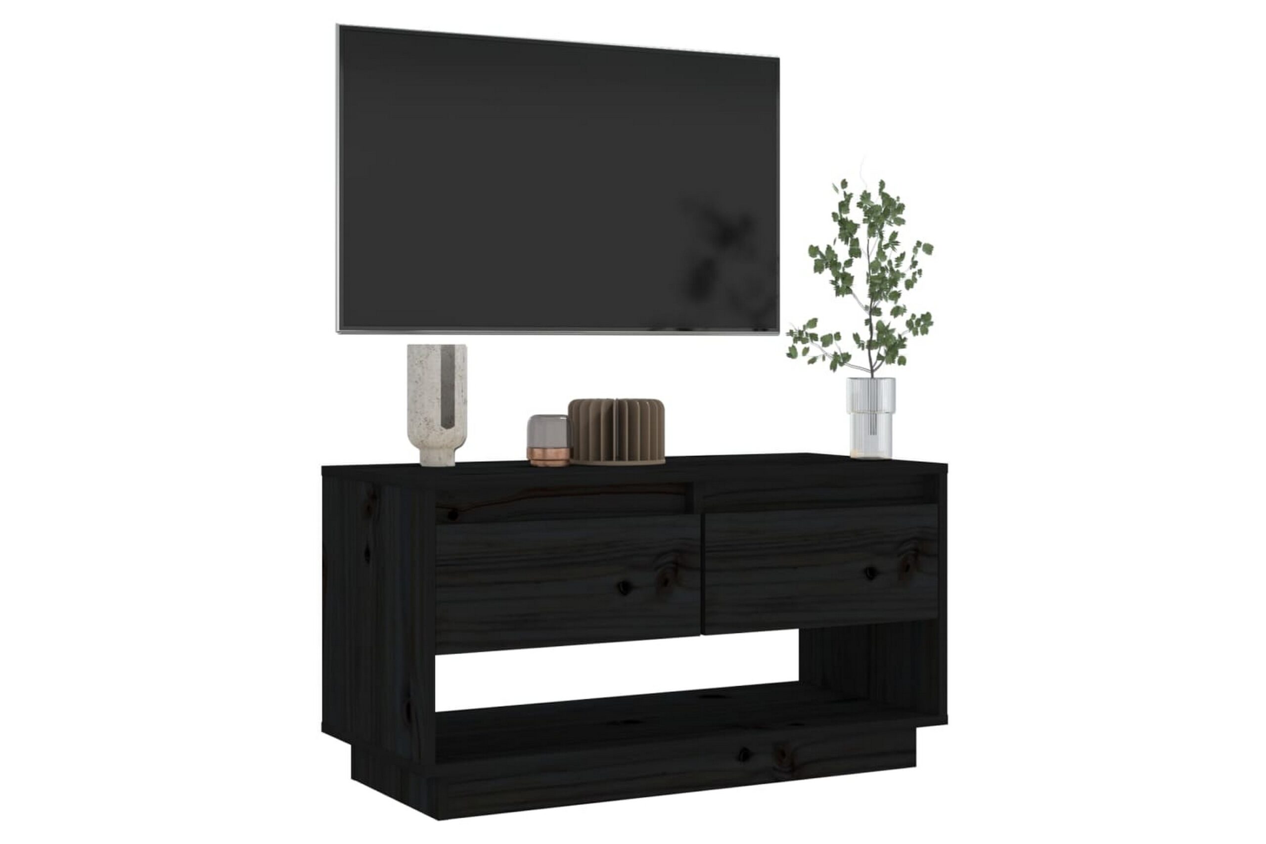 TV-taso musta 74x34x40 cm täysi mänty - Musta