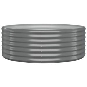Puutarhakukkalaatikko jauhemaalattu teräs 100x100x36 cm harm - Harmaa