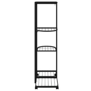 4-kerroksinen Kukkateline pyörillä 44x23x80 cm musta rauta - Musta