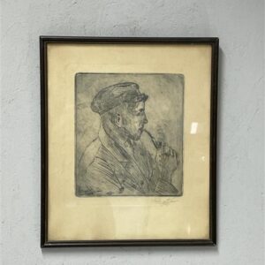 Taulu ”Piippumies” grafiikka, signeerattu
