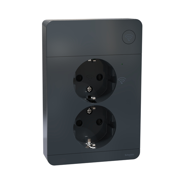 Wiser by Schneider Electric - Exxact 2-osainen Wiser-pistorasia Zigbee, antrasiitti