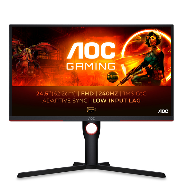 AOC 24.5" 25G3ZM. Full HD, 1ms, 240 Hz, Premium FreeSync, VA -pelinäyttö