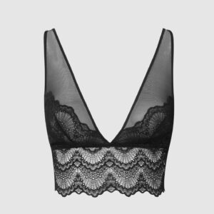 Kristalli Mesh Plunge Bralette Toppi Saboteur Musta