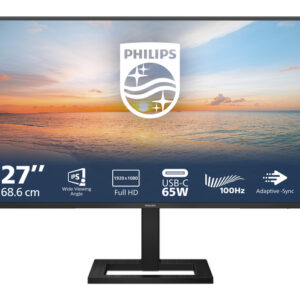 PHILIPS 27E1N1300AE 27inch 1920x1080 100Hz IPS Flat H/A 100 MM USB C PD > 65 W USB HUB SPEAKERS LowBlue Mode USB-C HDMI 250cd/m2