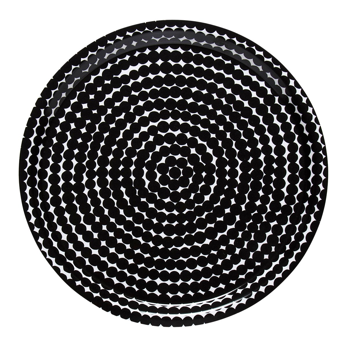 Marimekko Räsymatto tarjotin, Ø 31 cm Musta-valkoinen