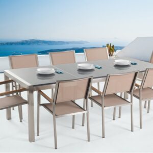 Puutarhakalusteet 1 Pöytä + 8 Grosseto tuolia - Beige