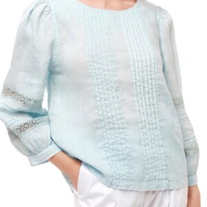 Nervir Lace Insert Linen Blouse