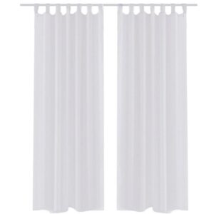 Valkoiset Sheer Verhot 140 x 175 cm 2 kpl - Valkoinen